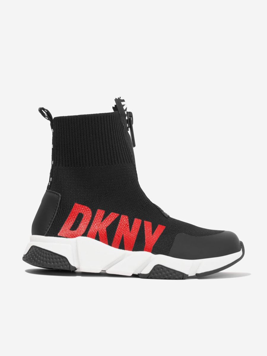 Girls DKNY Sneakers | Kids Logo Sock Trainers In Black