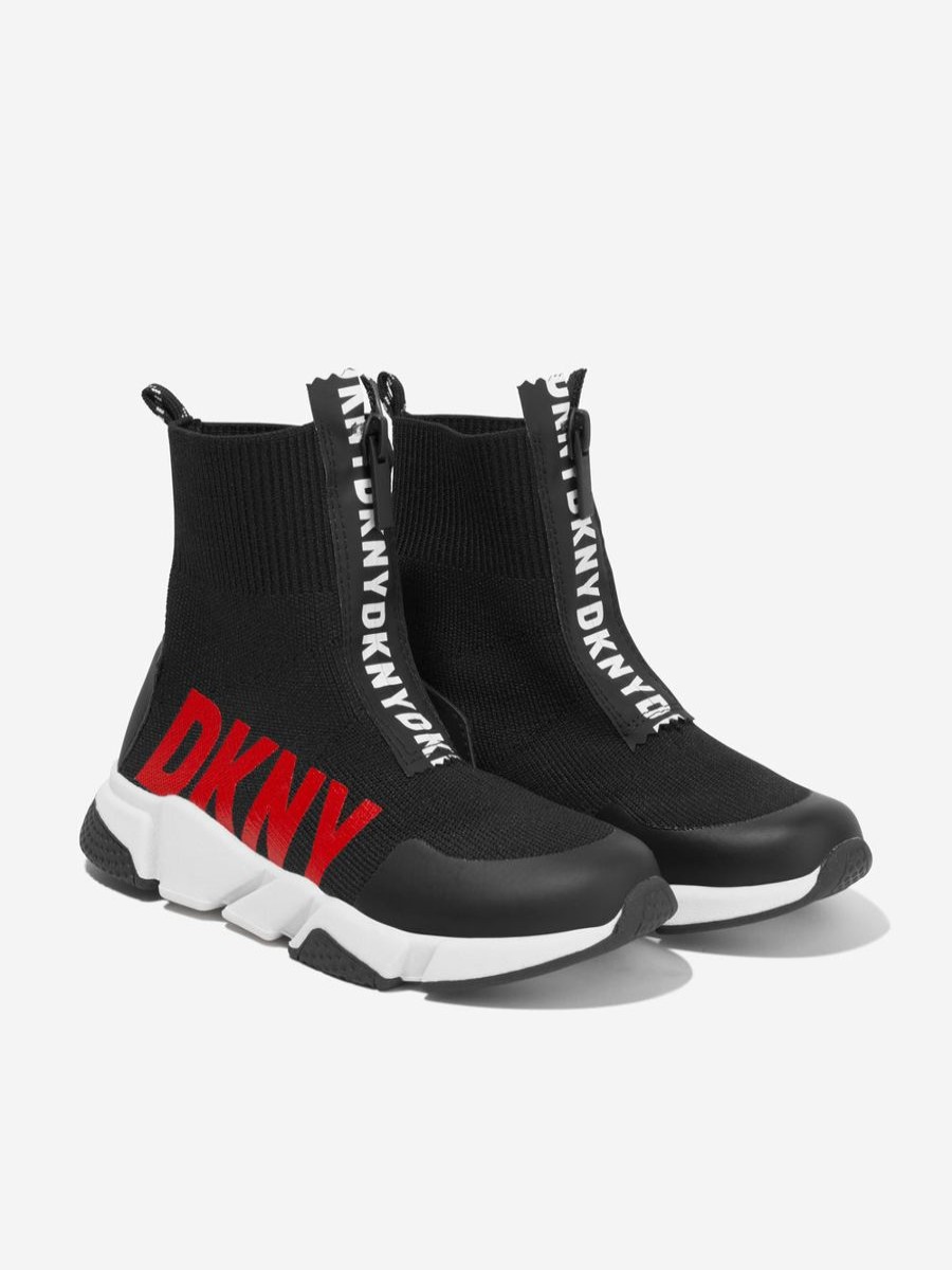 Girls DKNY Sneakers | Kids Logo Sock Trainers In Black