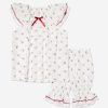 Girls Amiki Children Nightwear & Pyjamas | Girls Amelia Pink Flowers Short Pyjama Set In White