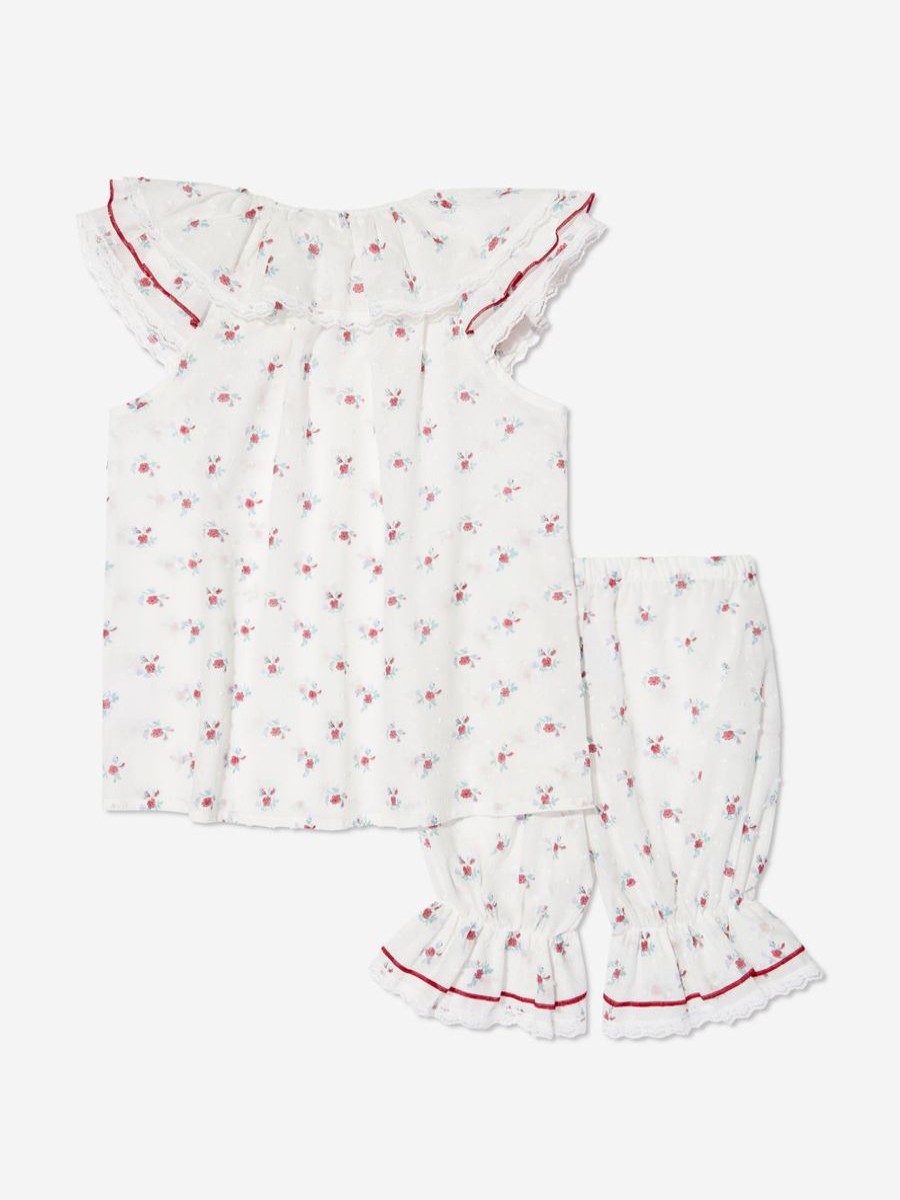 Girls Amiki Children Nightwear & Pyjamas | Girls Amelia Pink Flowers Short Pyjama Set In White