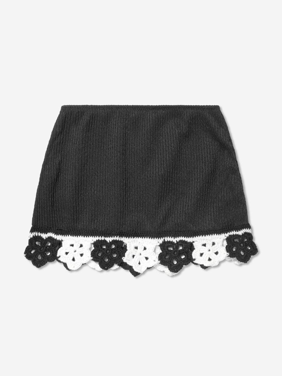 Girls Nessi Byrd Skirts | Girls Crochet Flower Sonna Skirt In Black