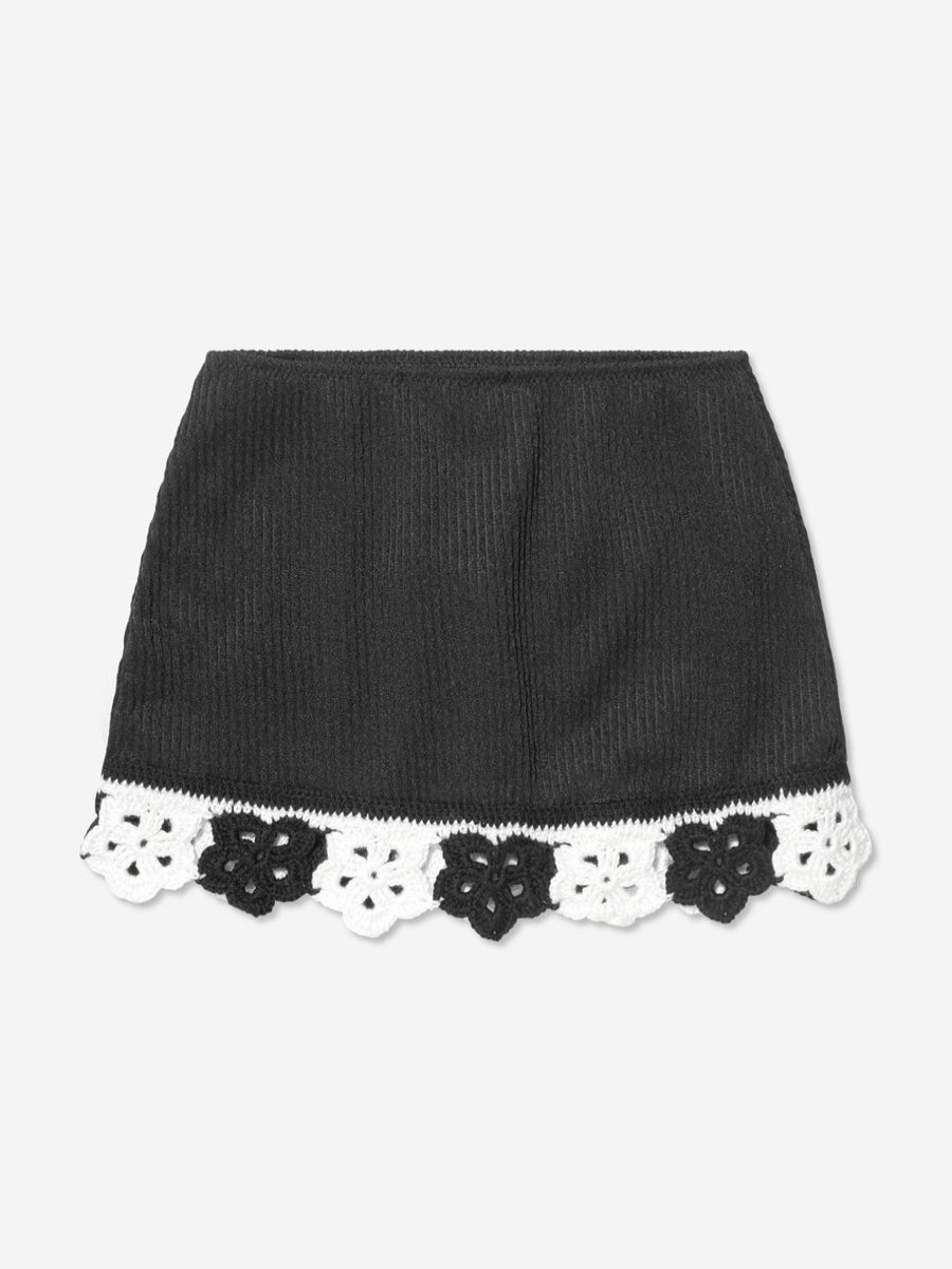 Girls Nessi Byrd Skirts | Girls Crochet Flower Sonna Skirt In Black