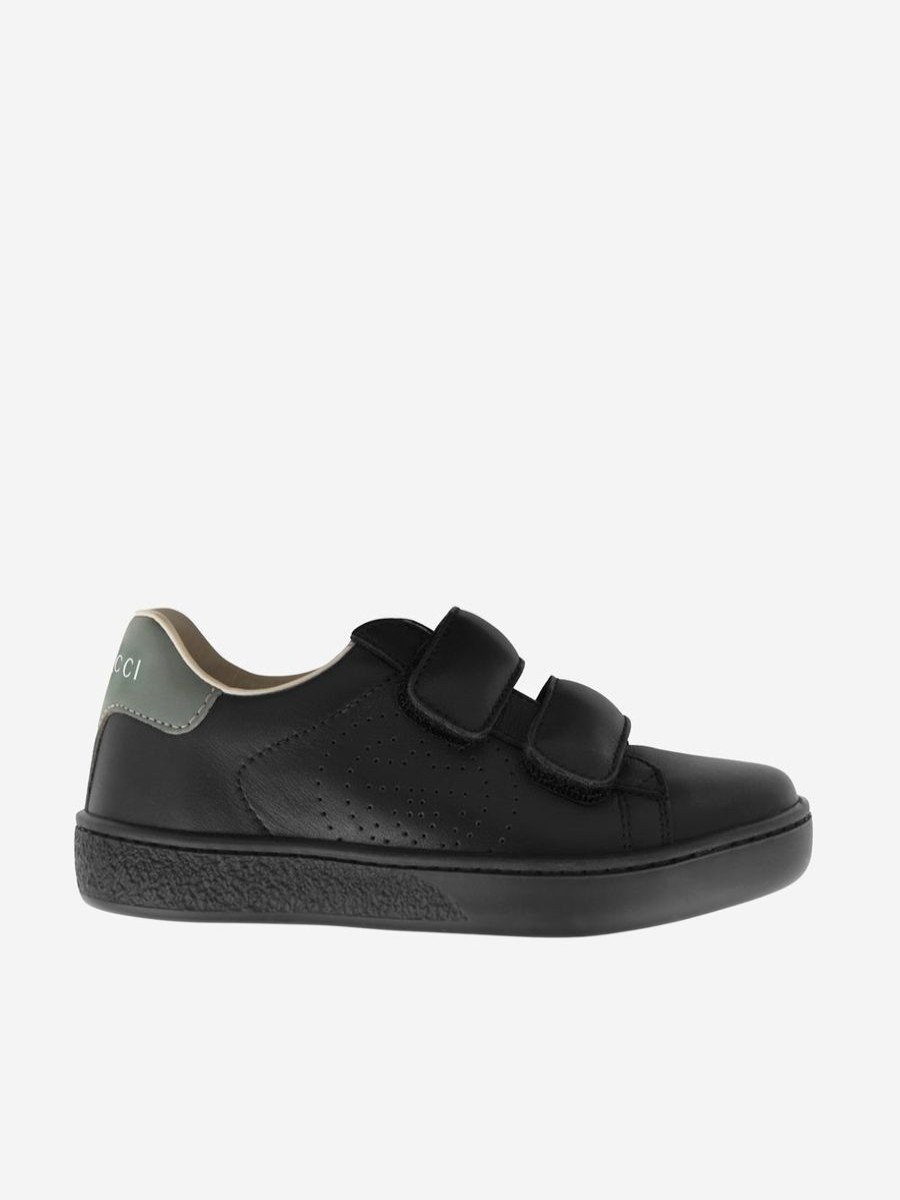 Teen Gucci Kids Footwear | Gucci Kids - Gucci Leather New Ace Velcro Trainers | Childsplay Clothing