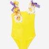 Teen Selini Action Swimwear | Girls Flowers And Bows Swimsuit In Yellow