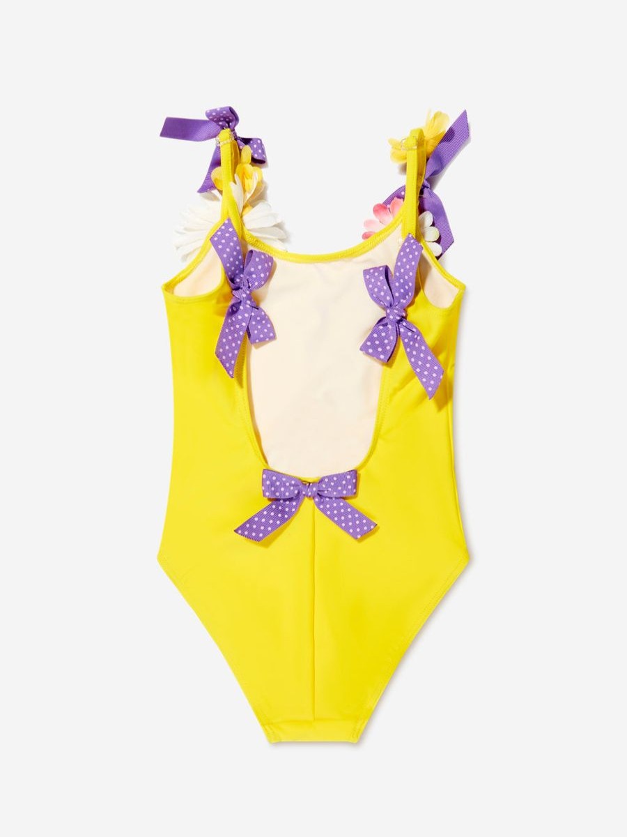 Teen Selini Action Swimwear | Girls Flowers And Bows Swimsuit In Yellow