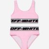 Girls Off-White Swimwear | Girls Logo Band Bikini In Pink