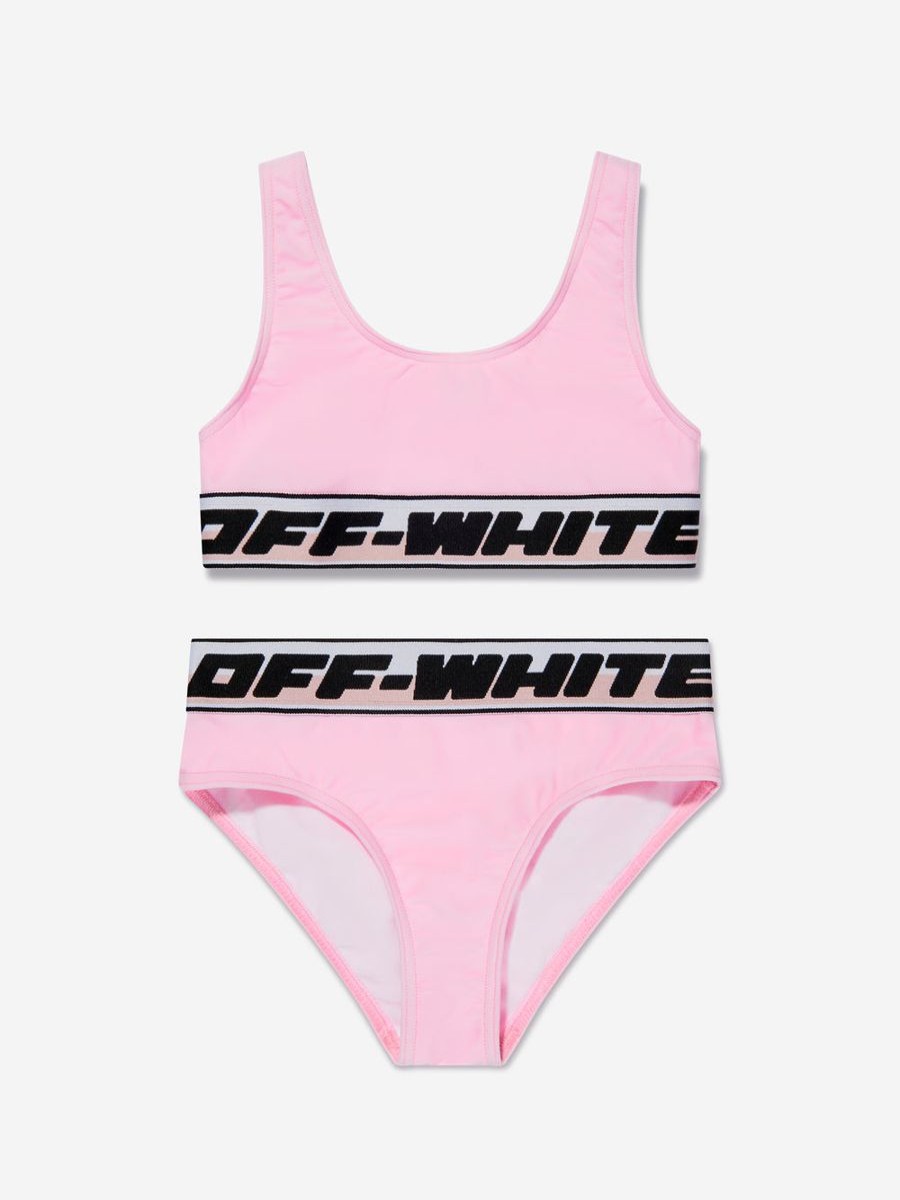 Girls Off-White Swimwear | Girls Logo Band Bikini In Pink