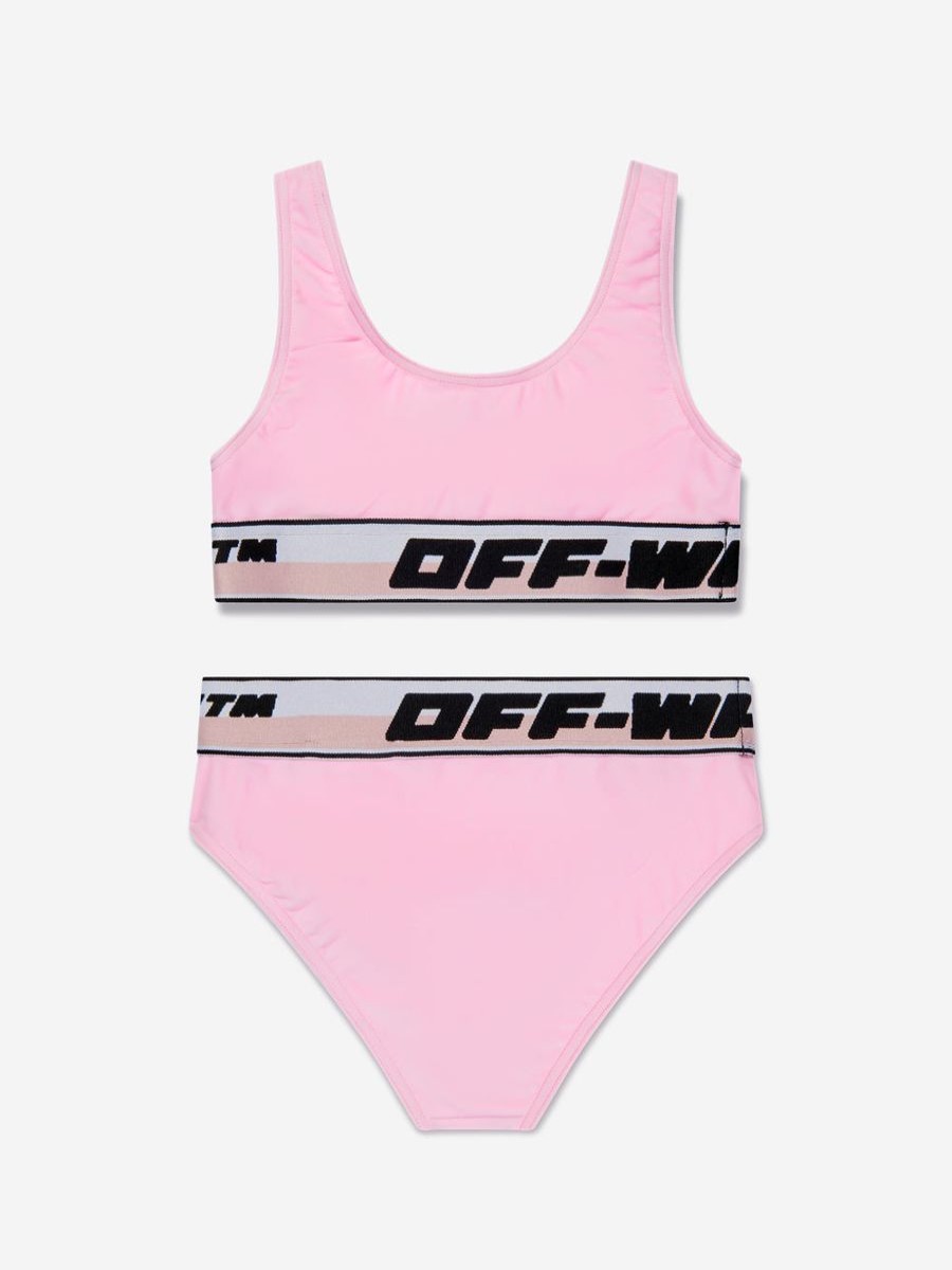 Girls Off-White Swimwear | Girls Logo Band Bikini In Pink