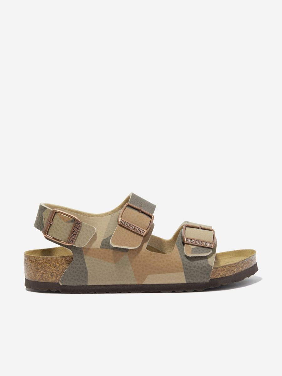 Teen BIRKENSTOCK Footwear | Boys Milano Geometric Camo Sandals In Brown