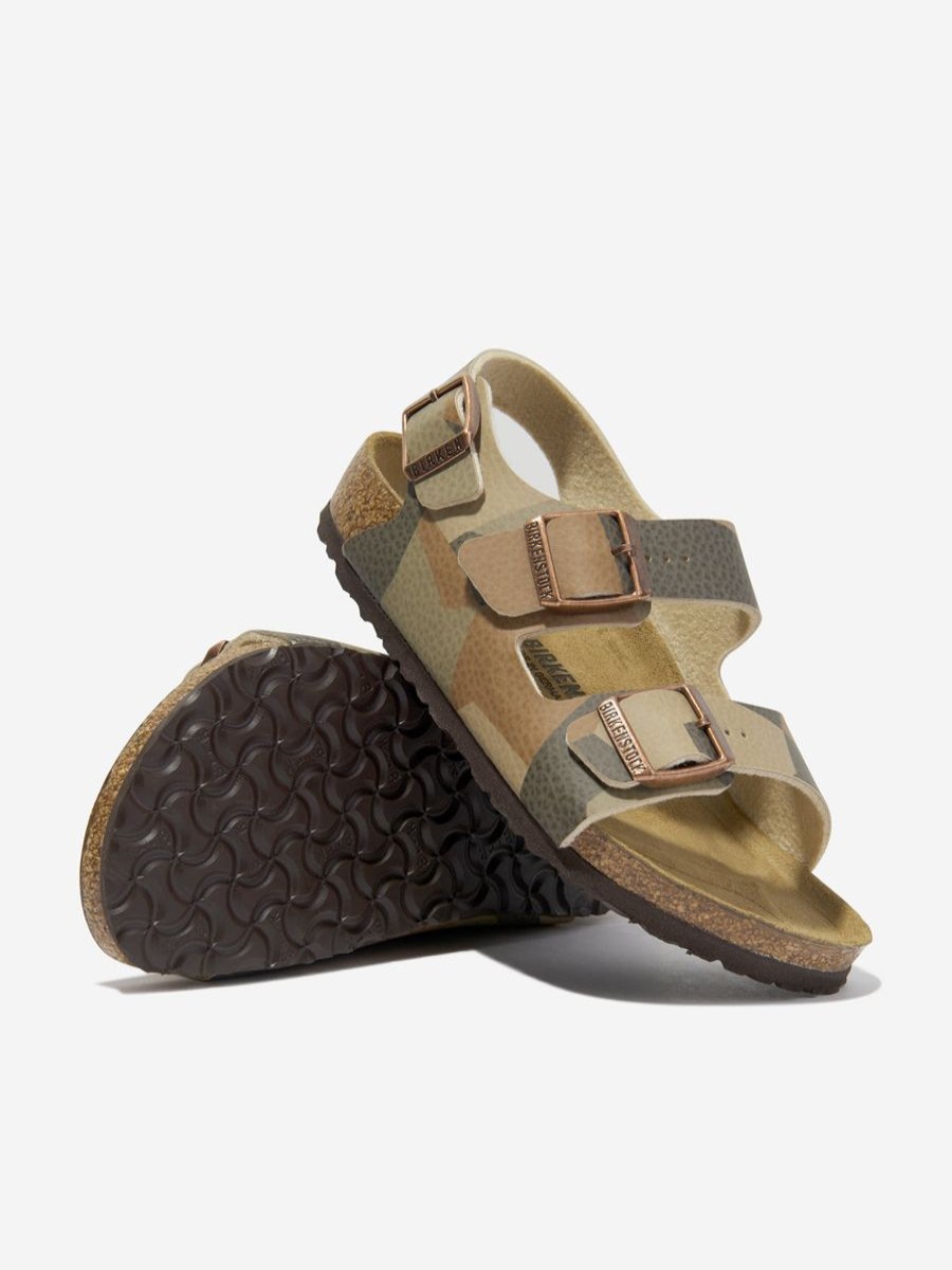 Teen BIRKENSTOCK Footwear | Boys Milano Geometric Camo Sandals In Brown