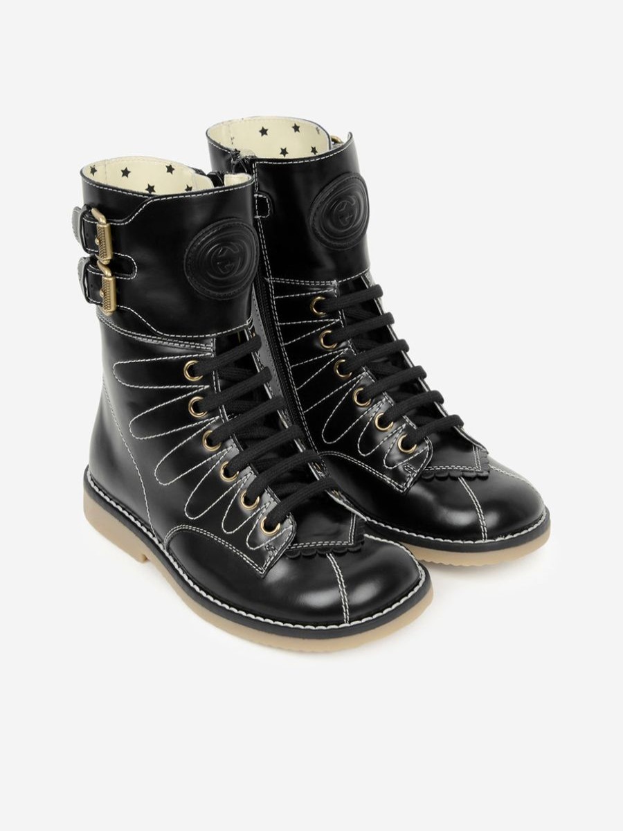 Girls Gucci Kids Boots | Gucci Girls Leather Lace Up Boots