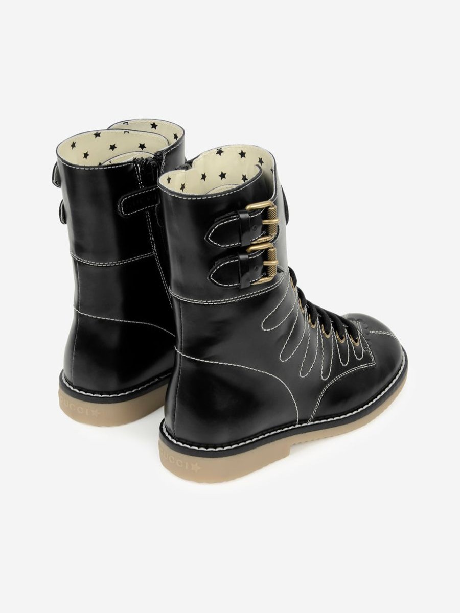 Girls Gucci Kids Boots | Gucci Girls Leather Lace Up Boots