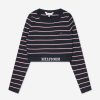 Teen Tommy Hilfiger Sweatshirts & Hoodies | Girls Global Stripe Cropped Sweater In Navy