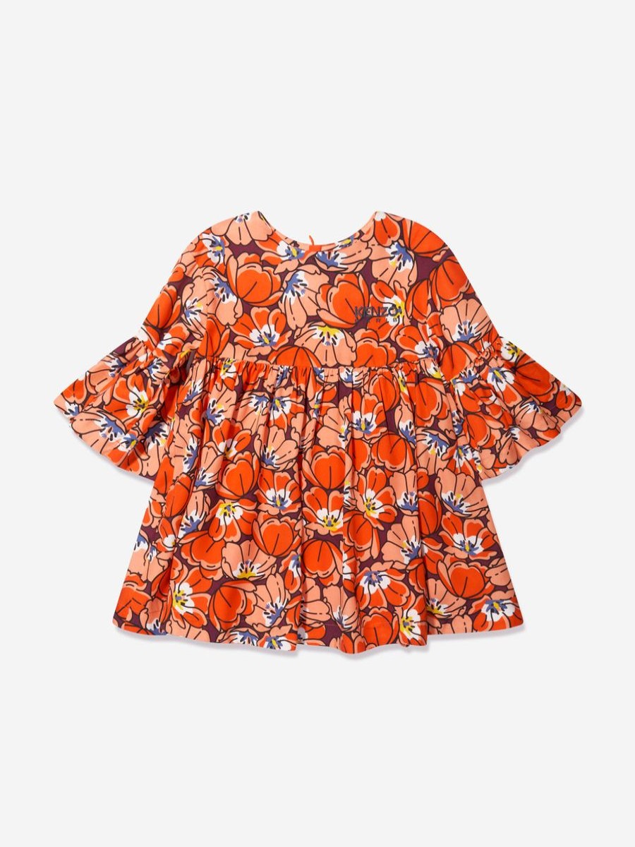 Teen KENZO KIDS Dresses | Girls Boke Flower Dress In Orange