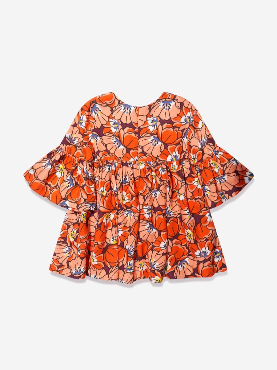 Teen KENZO KIDS Dresses | Girls Boke Flower Dress In Orange