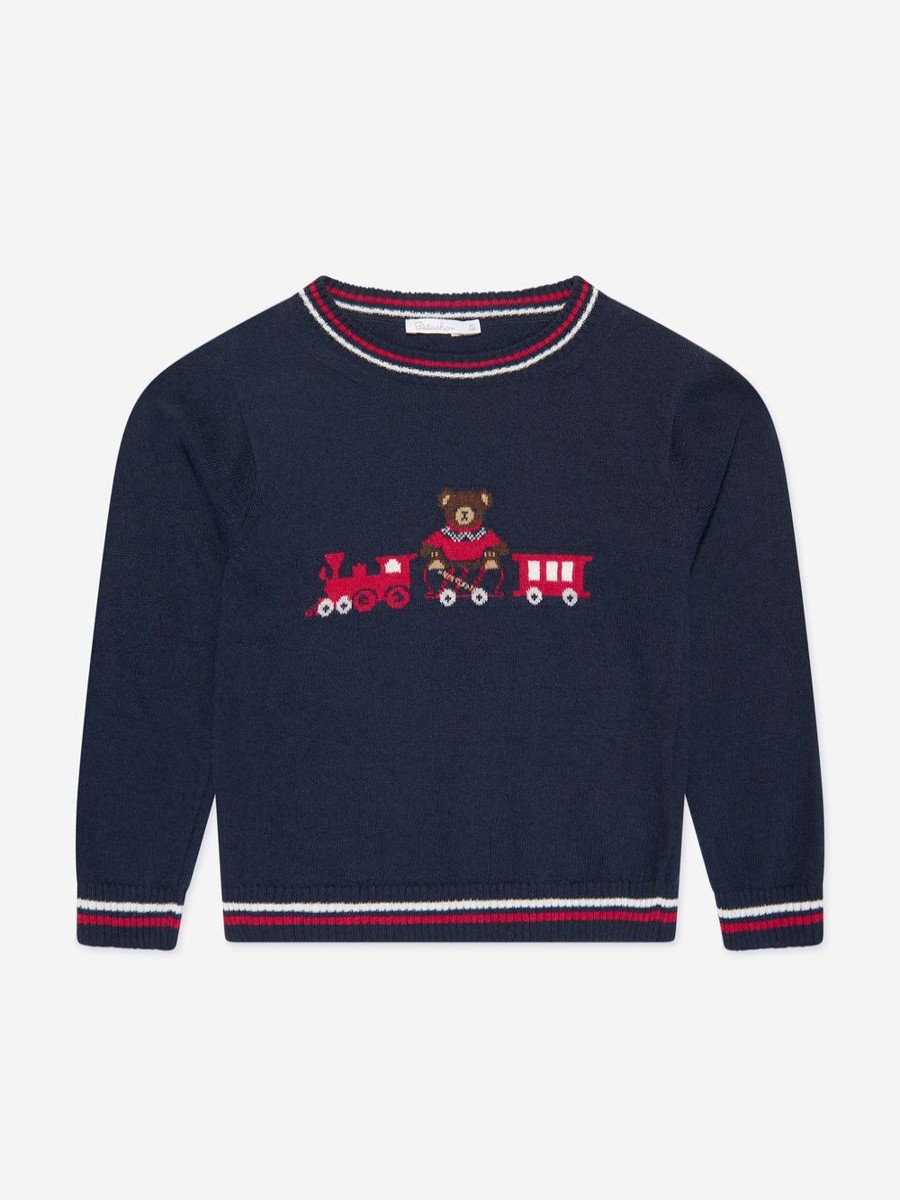 Baby Patachou Jumpers & Cardigans | Boys Wool Knitted Jumper In Navy