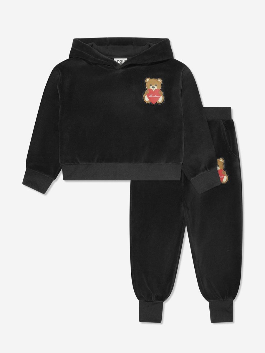 Girls Moschino Kids Tracksuits | Girls Teddy Bear Tracksuit In Black