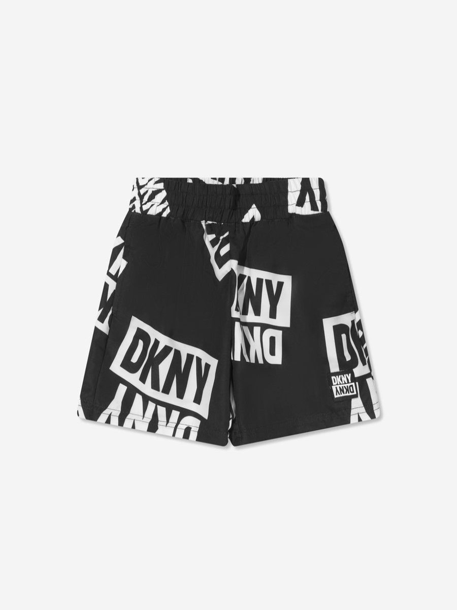 Teen DKNY Swimwear | Dkny - Boys Logo Print Swim Shorts In Black | Childsplay Clothing