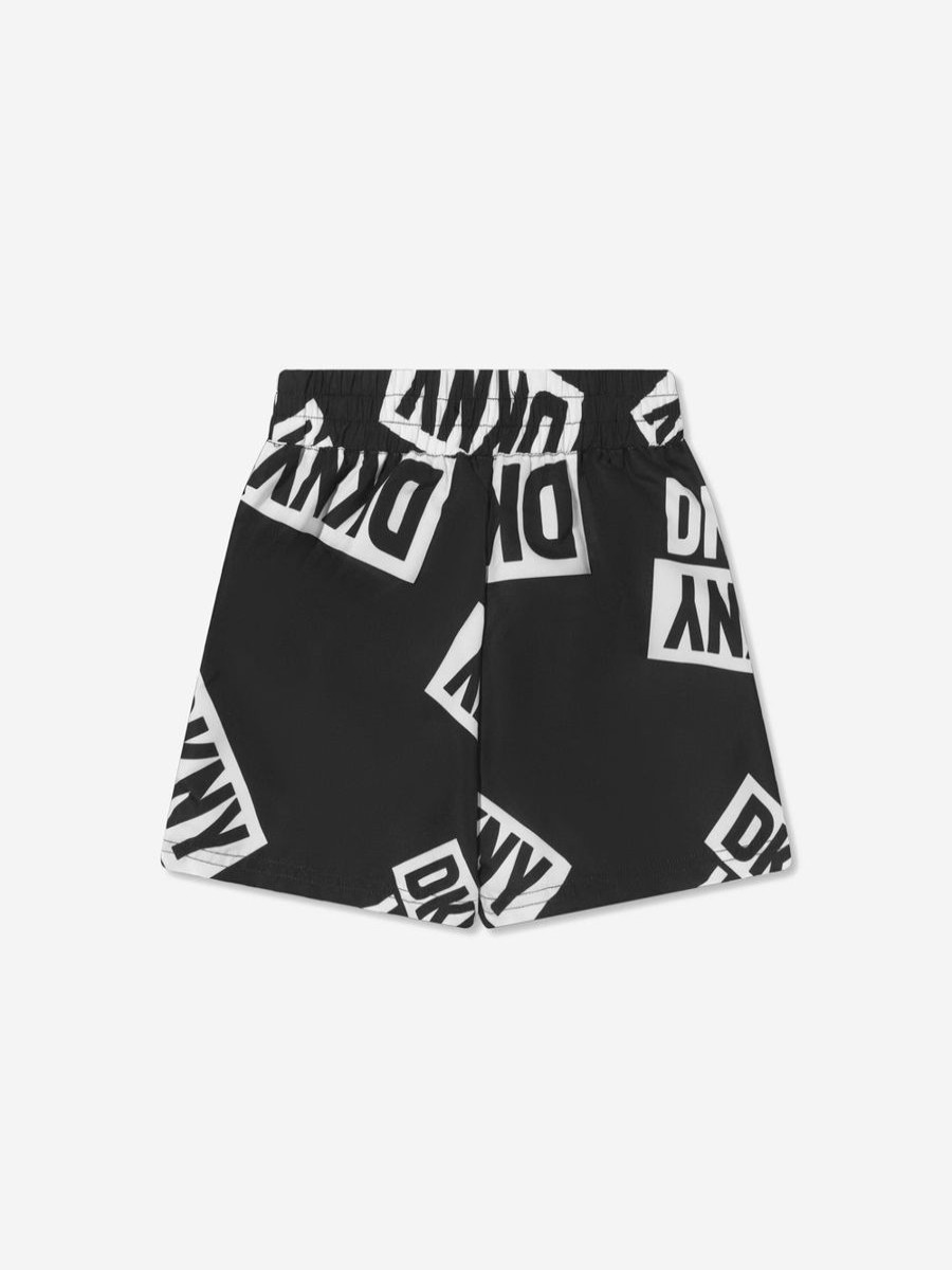 Teen DKNY Swimwear | Dkny - Boys Logo Print Swim Shorts In Black | Childsplay Clothing