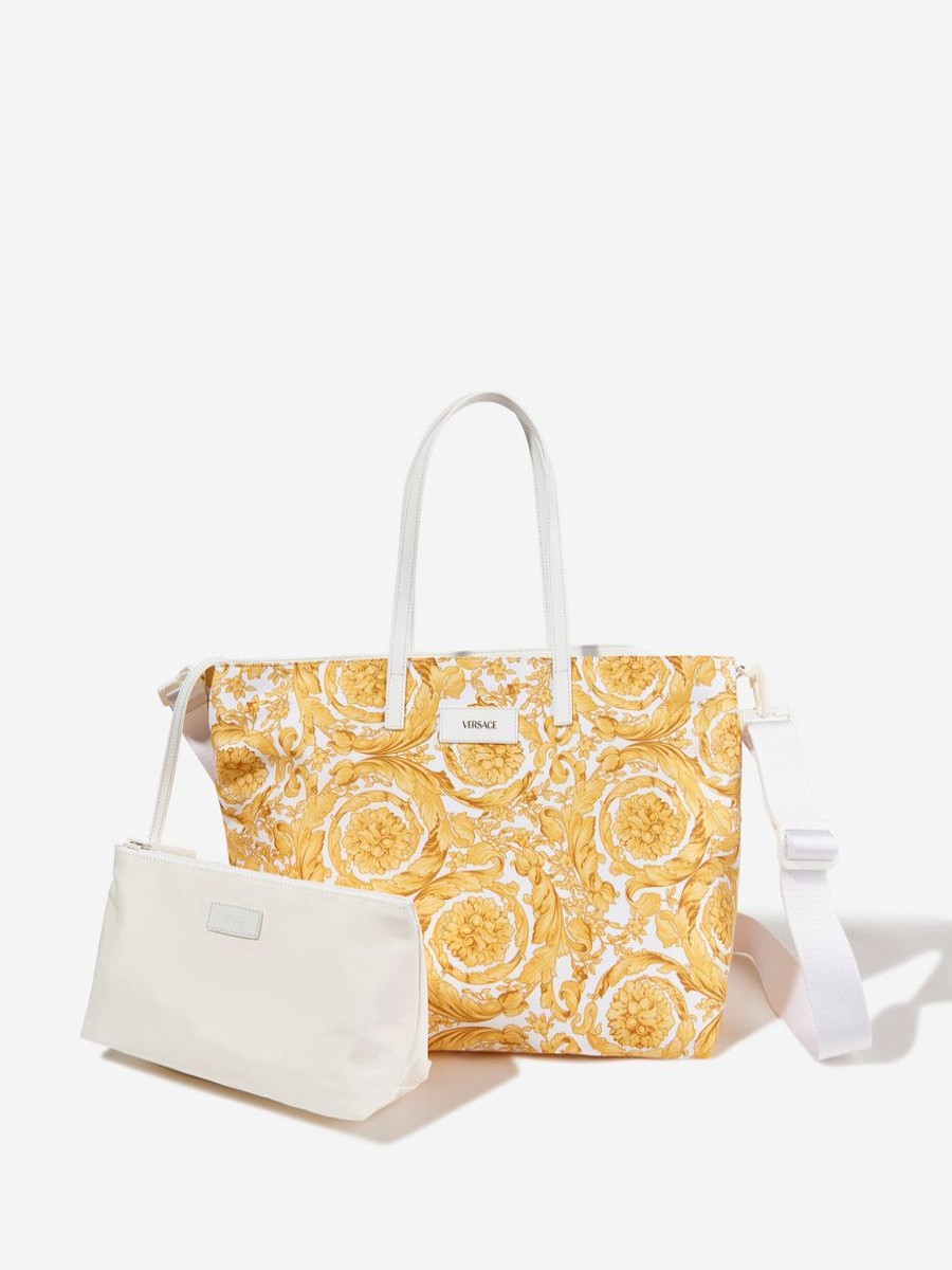 Girls Versace Bags & Backpacks | Baby Barocco Tote Changing Bag In Gold