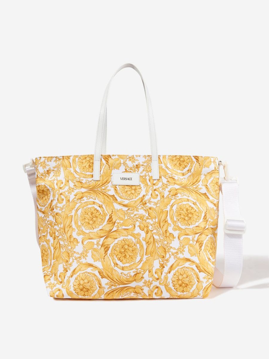 Girls Versace Bags & Backpacks | Baby Barocco Tote Changing Bag In Gold