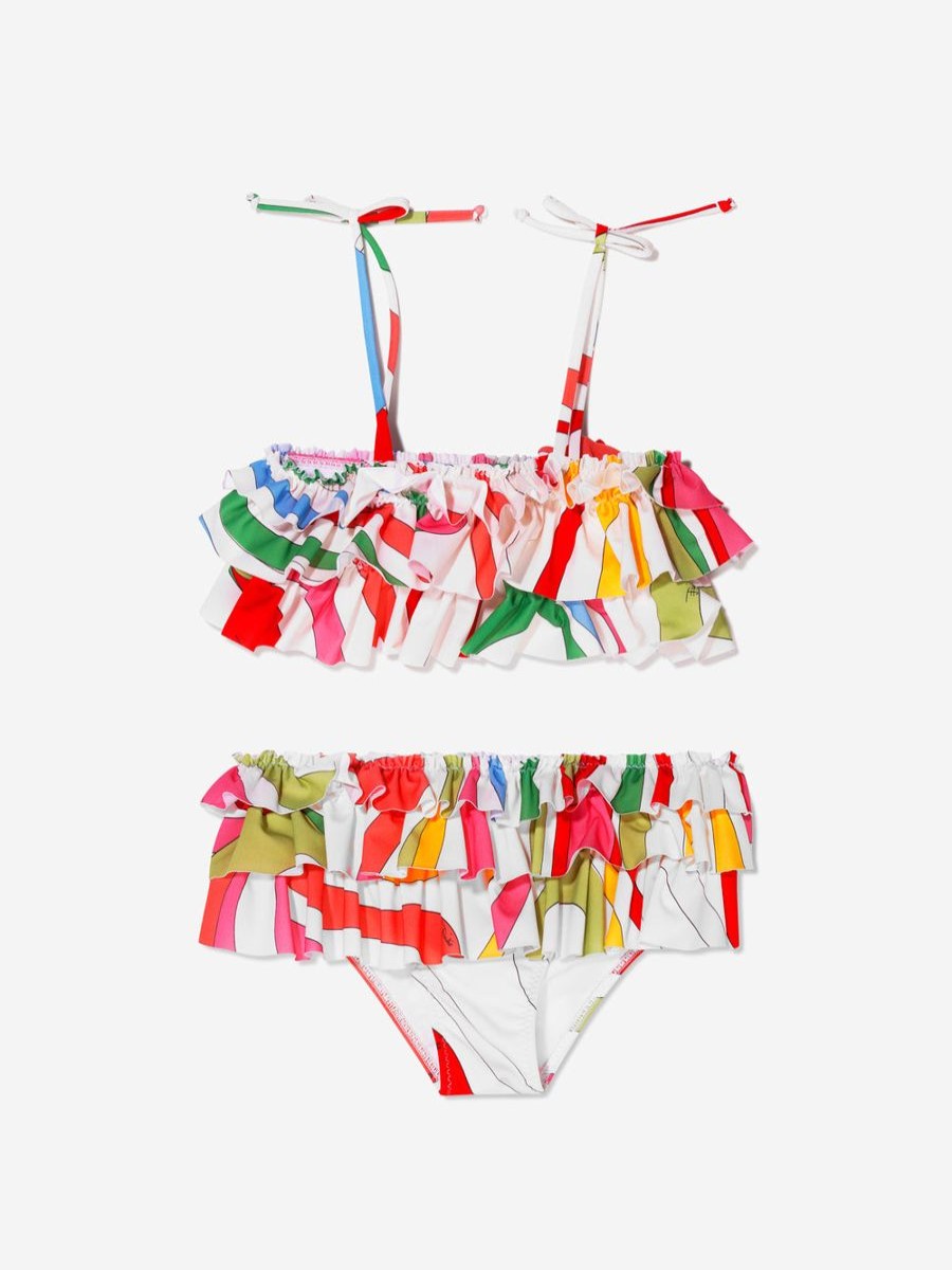 Girls Emilio Pucci Swimwear | Girls Marmo Ruffle Bikini In Multicolour