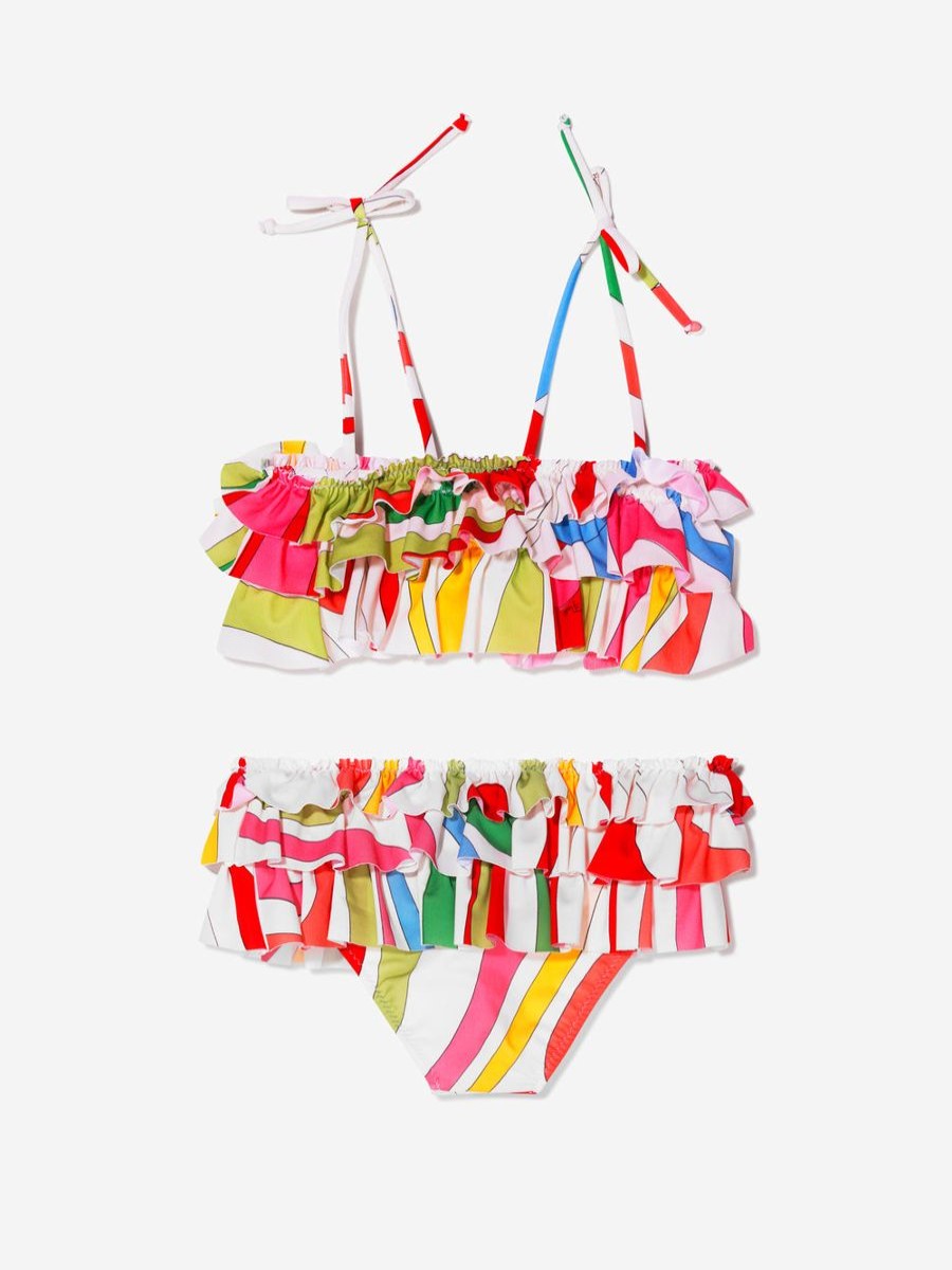 Girls Emilio Pucci Swimwear | Girls Marmo Ruffle Bikini In Multicolour