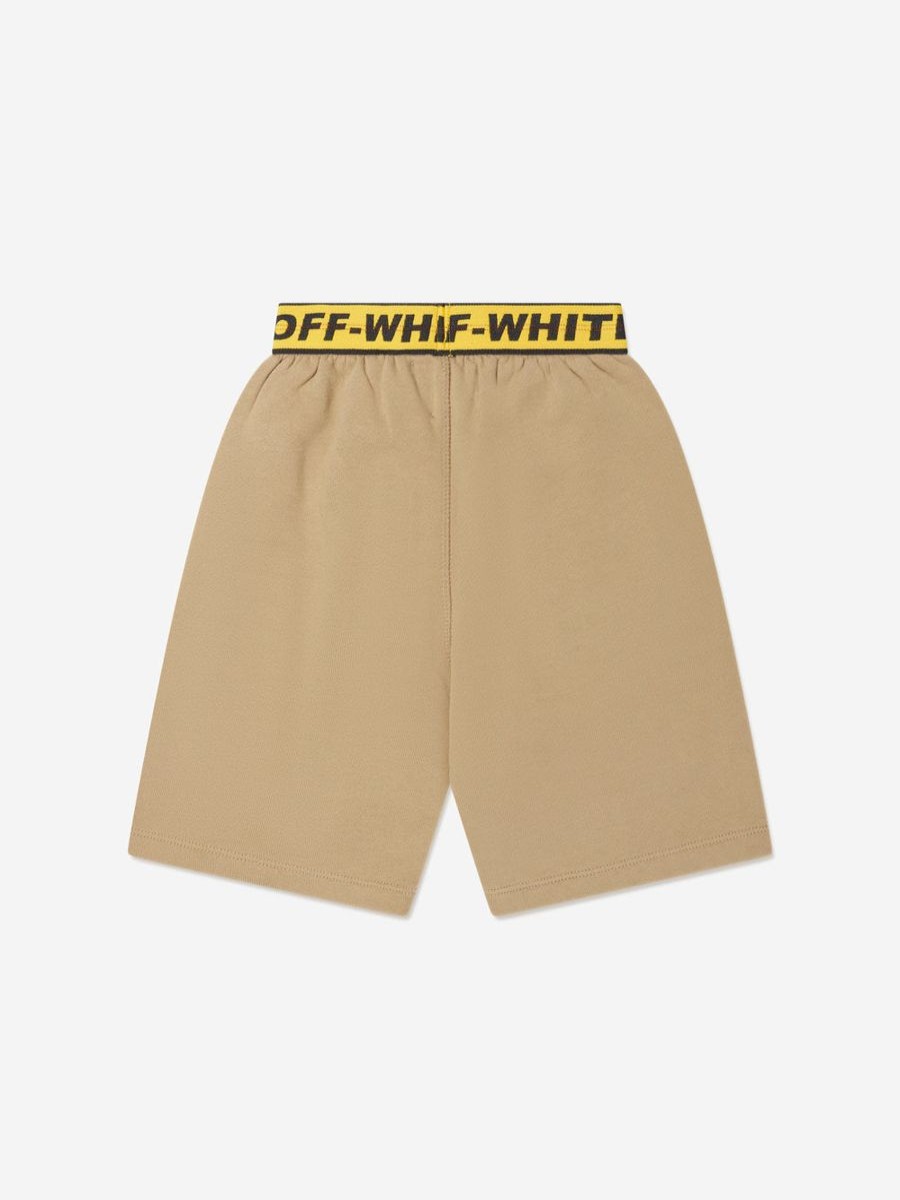 Teen Off-White Shorts | Boys Industrial Logo Band Sweat Shorts In Beige