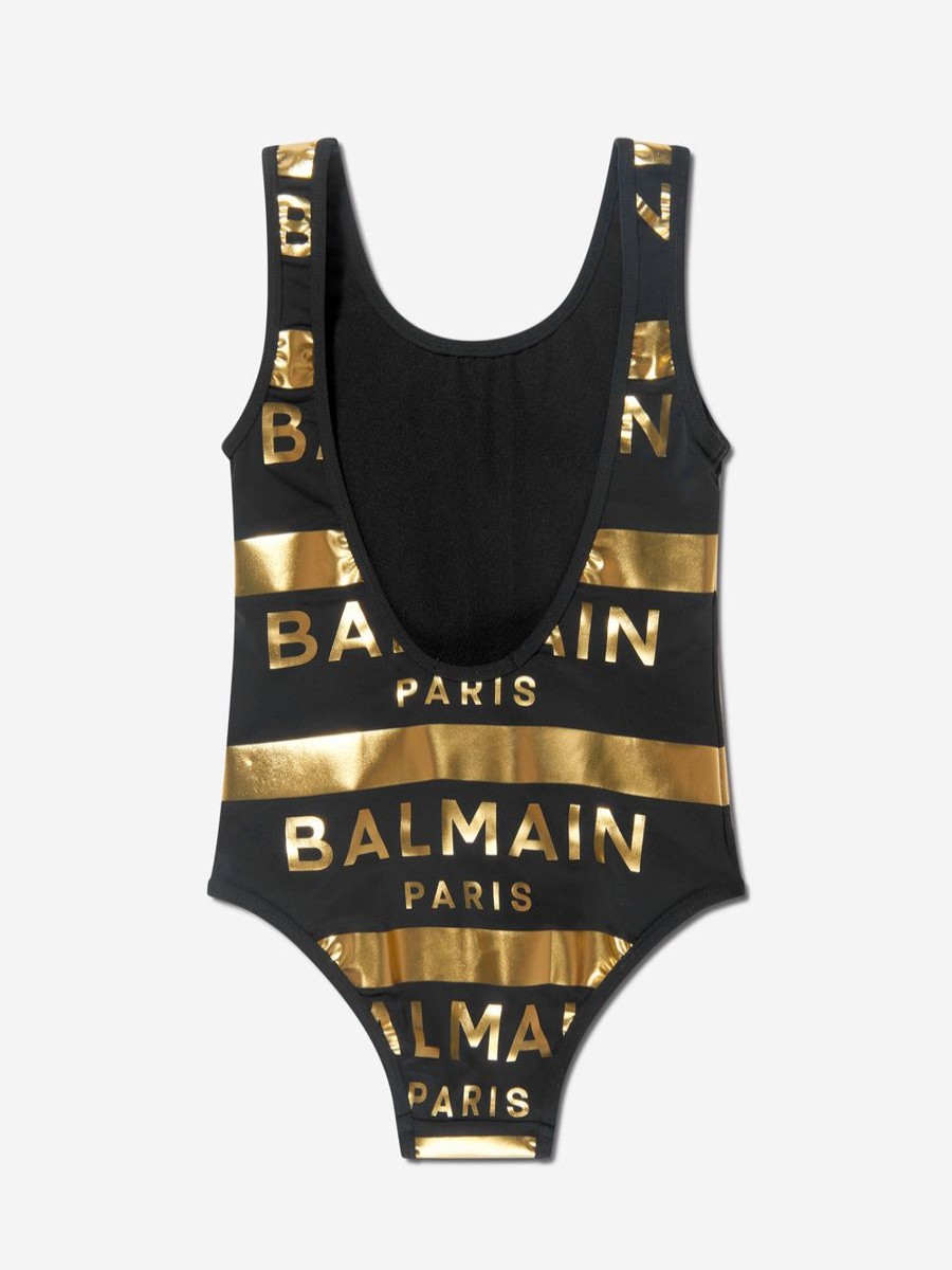 Teen Balmain Swimwear | Girls Striped Logo Swimsuit In Black