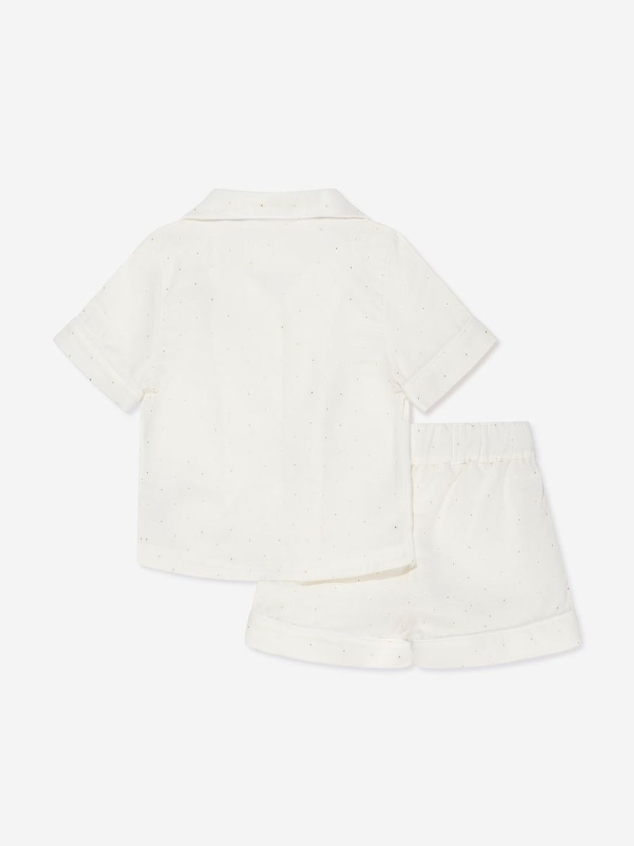 Girls Chloé Nightwear & Pyjamas | Chloe - Girls Organic Cotton Short Pyjama Set In Ivory | Childsplay Clothing