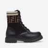 Teen Fendi Kids Footwear | Fendi Kids - Kids Leather Ff Logo Biker Boots In Black | Childsplay Clothing