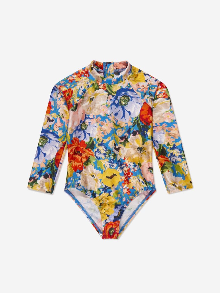 Girls Zimmermann Swimwear | Girls Alight Long Sleeve Swimsuit In Multicolour