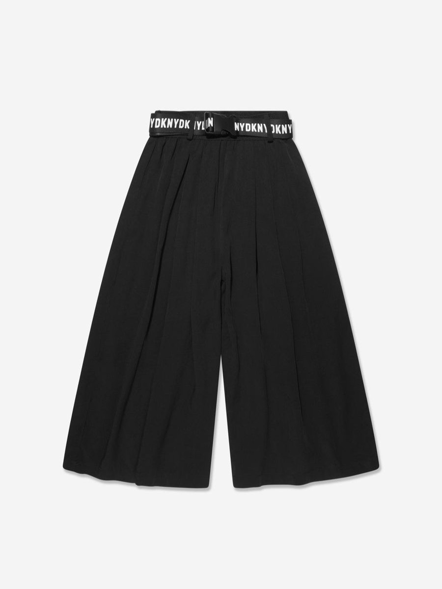 Girls DKNY Trousers | Girls Pleated Cropped Trousers In Black