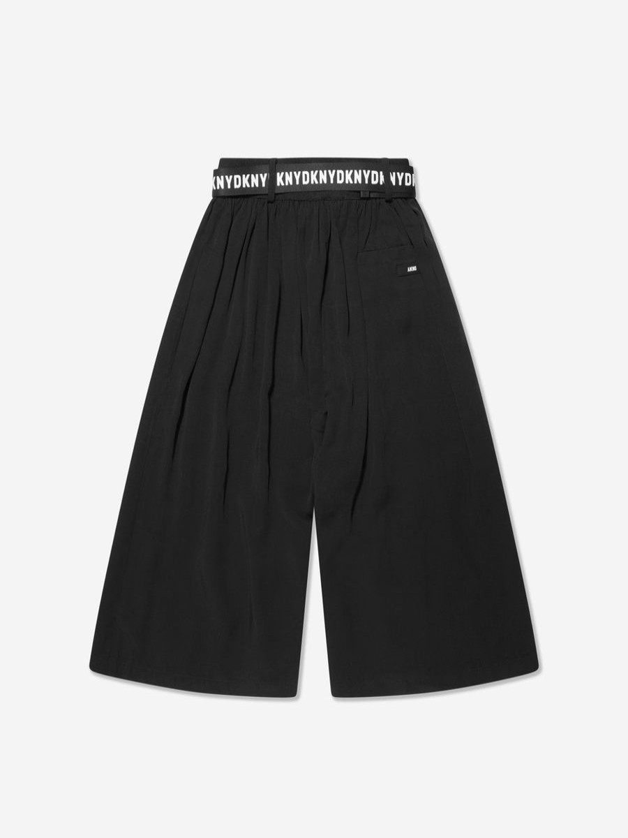 Girls DKNY Trousers | Girls Pleated Cropped Trousers In Black