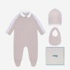 Baby Fendi Kids Babygrows & Rompers | Fendi Kids - Baby Babygrow Gift Set (3 Piece) In Beige | Childsplay Clothing