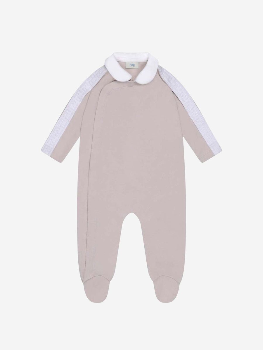 Baby Fendi Kids Babygrows & Rompers | Fendi Kids - Baby Babygrow Gift Set (3 Piece) In Beige | Childsplay Clothing