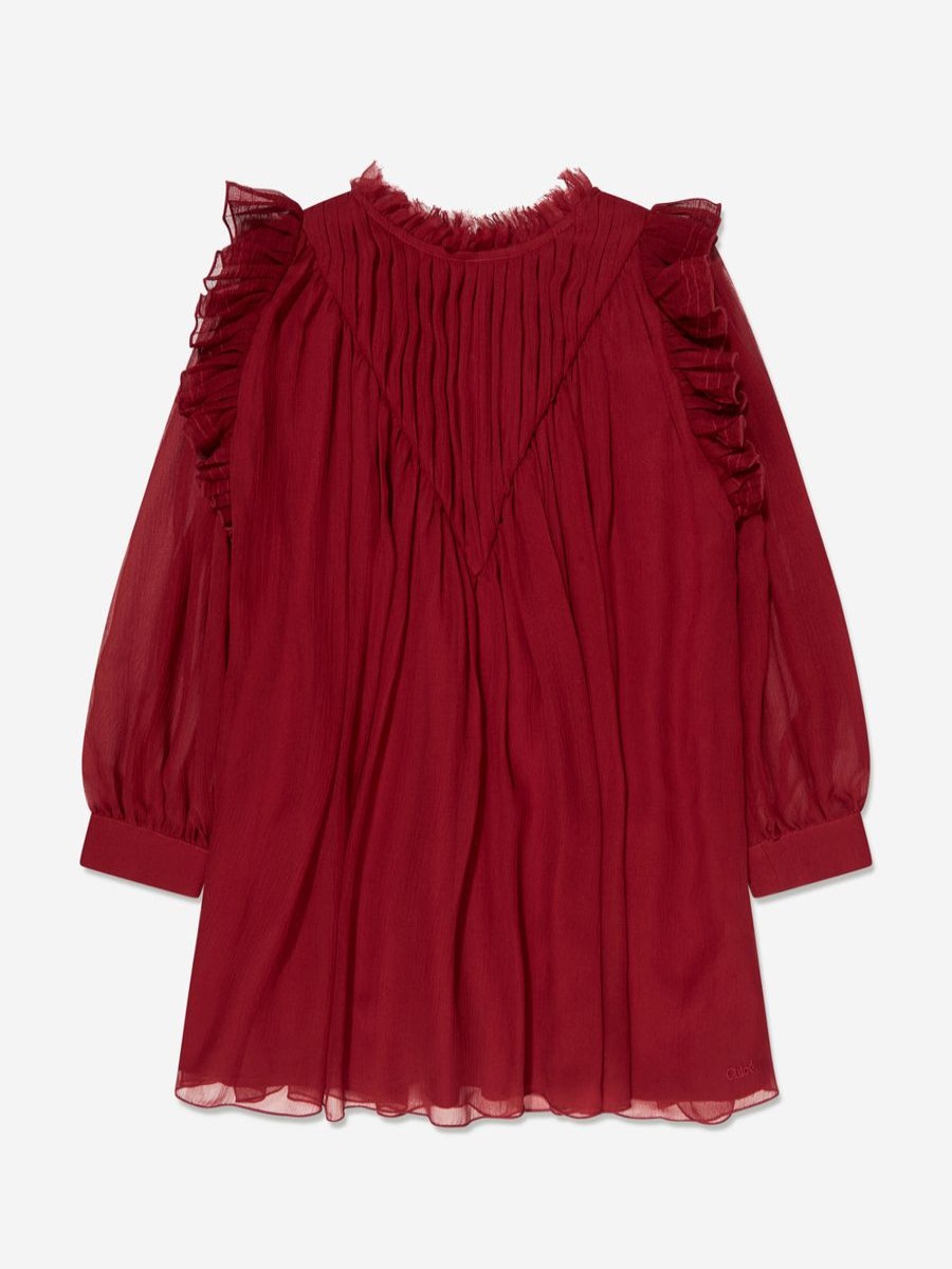 Teen Chloé Dresses | Girls Pleated Silk Ceremony Dress In Red