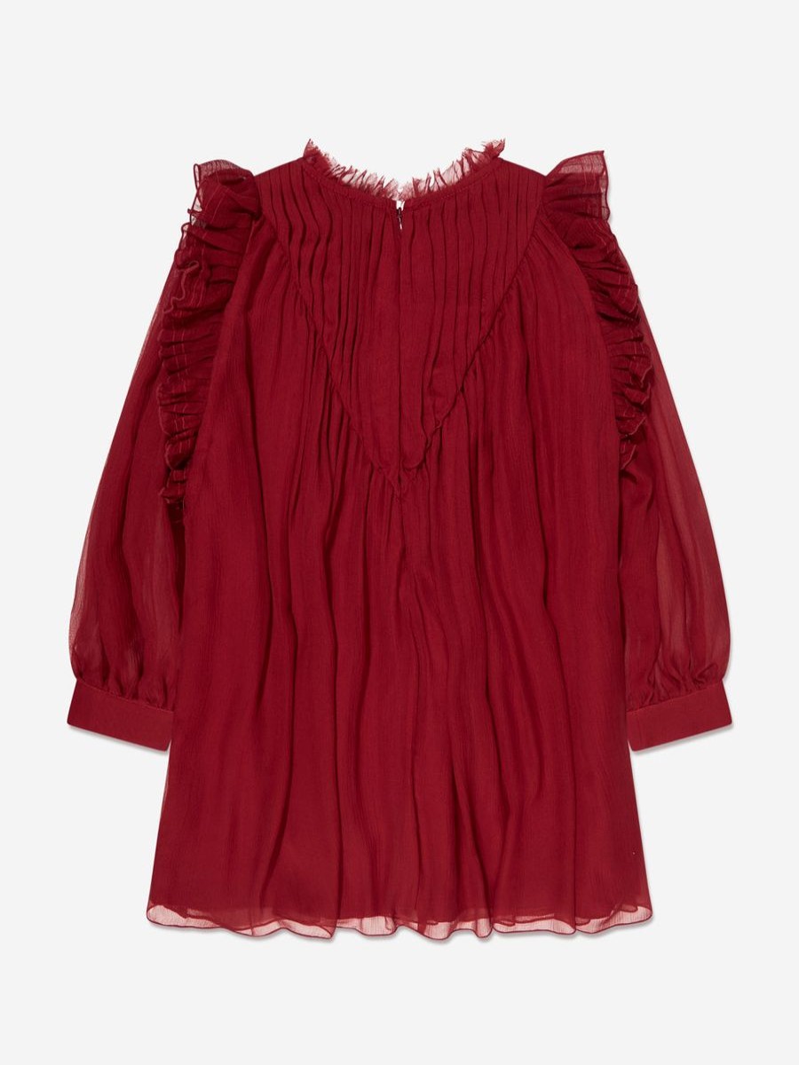 Teen Chloé Dresses | Girls Pleated Silk Ceremony Dress In Red