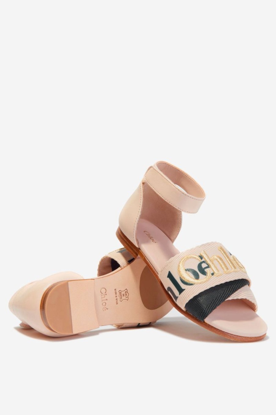 Teen Chloé Footwear | Chloe - Girls Leather Branded Sandals | Childsplay Clothing