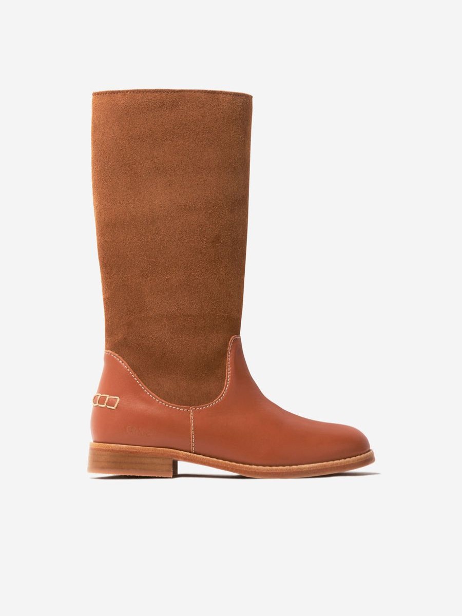 Girls Chloé Boots | Girls Suede And Leather Boots In Beige