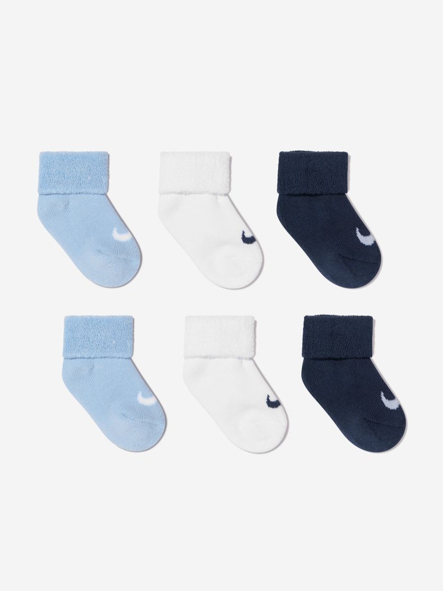 Baby Nike Socks & Tights | Baby Boys 6 Pack Terry Cuffed Socks Set In Blue