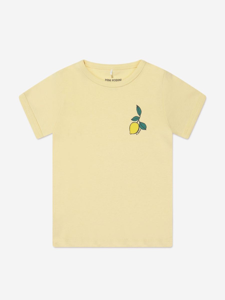 Girls Mini Rodini Tops & T-Shirts | Kids Lemons T-Shirt In Yellow