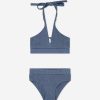 Girls AY by AYLA Swimwear | Girls Denim Look Halterneck Bikini In Blue