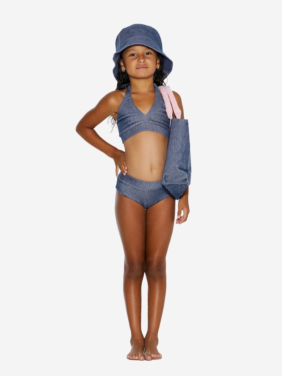 Girls AY by AYLA Swimwear | Girls Denim Look Halterneck Bikini In Blue