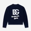 Girls Dolce & Gabbana Kids Sweatshirts & Hoodies | Girls Wool Logo Jumper In Navy