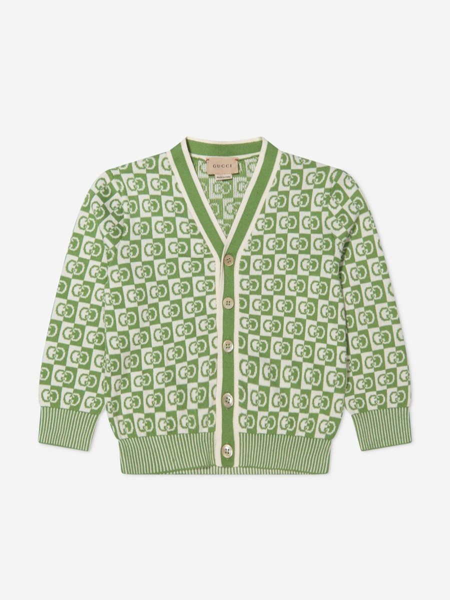 Girls Gucci Kids Jumpers & Cardigans | Kids Gg Knitted Cardigan In Green