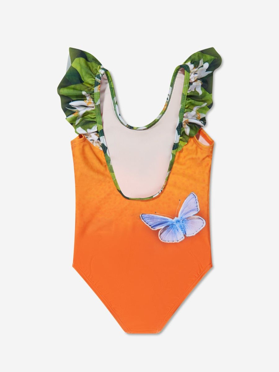 Teen Molo Swimwear | Girls Ruffle Detail Nika Swimsuit In Orange