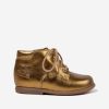 Girls Pom D'Api Boots | Baby Girls Leather Nioupi Derby Boots In Gold