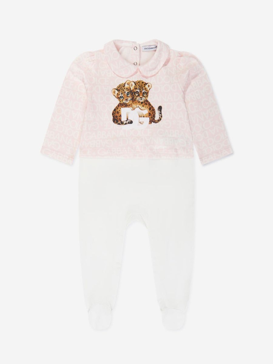 Baby Dolce & Gabbana Kids Babygrows & Rompers | Baby Girls Leopard Babygrow Gift Set In Pink