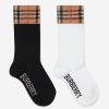 Girls Burberry Kids Socks & Tights | Kids Check Cuff Socks Set In Black